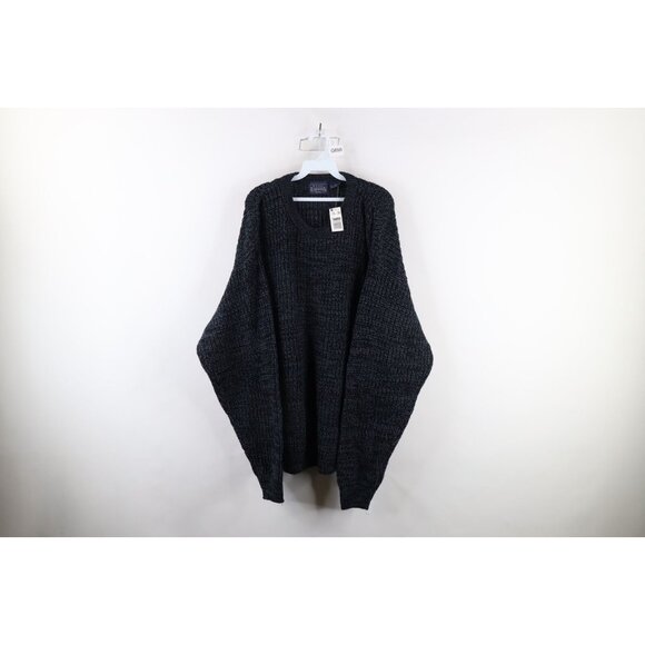 Deadstock Vintage 90s Streetwear Mens 2XL Blank Chunky Ribbed Knit Sweater Blue